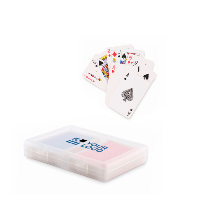 Set of 2 decks of 54 playing cards in transparent case