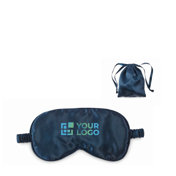 Soft polyester eye mask with matching drawstring pouch