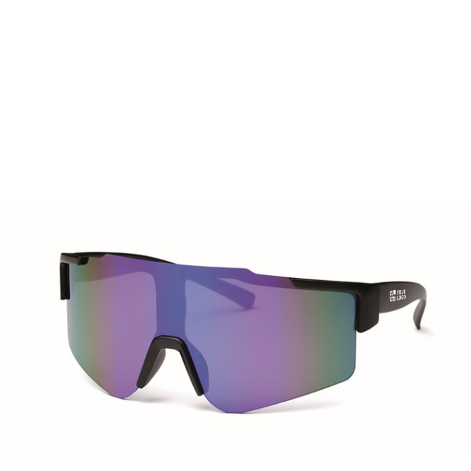 Sports sunglasses with mirrored lenses and UV400 protection