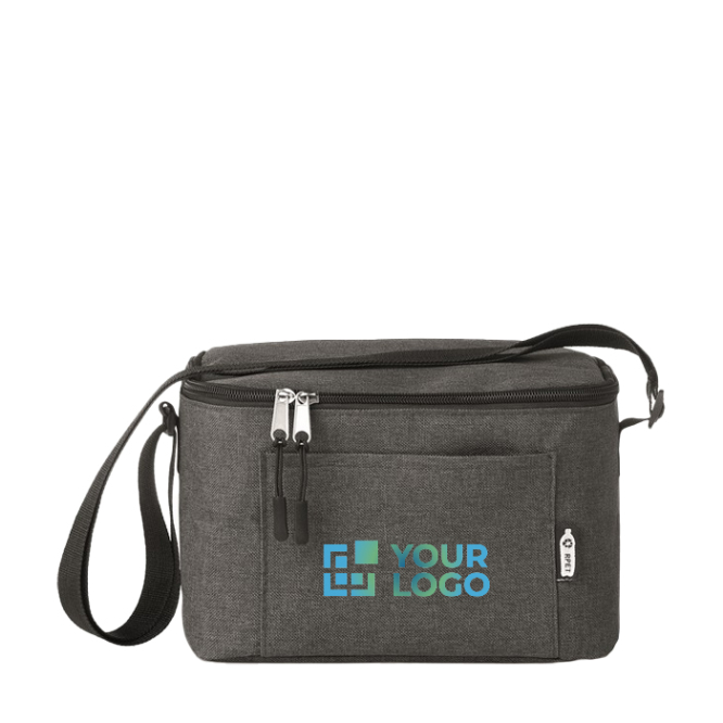 Cooler bag, recycled plastic. Holds 6 cans for promotions