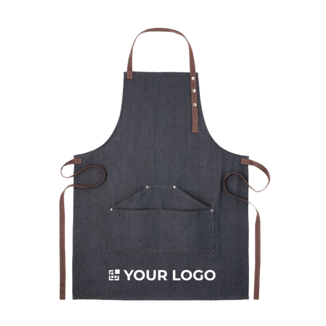 Denim kitchen apron with adjustable neck strap, 240 g/m2