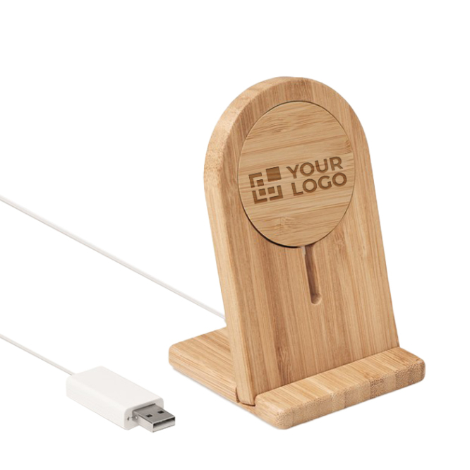 Magnetic wireless charger with bamboo phone holder