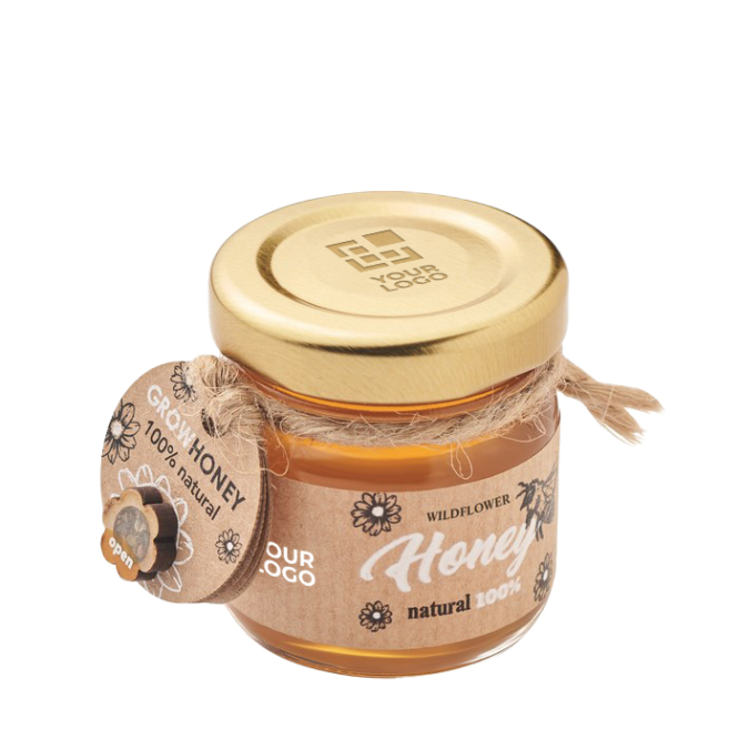 Wildflower honey in a jar for gifting and promotions