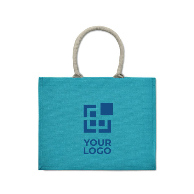 Colourful promotional jute bag with short handles