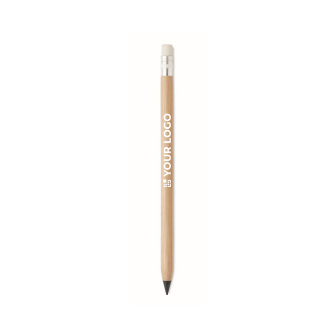 Long-lasting bamboo pencil with eraser and graphite tip