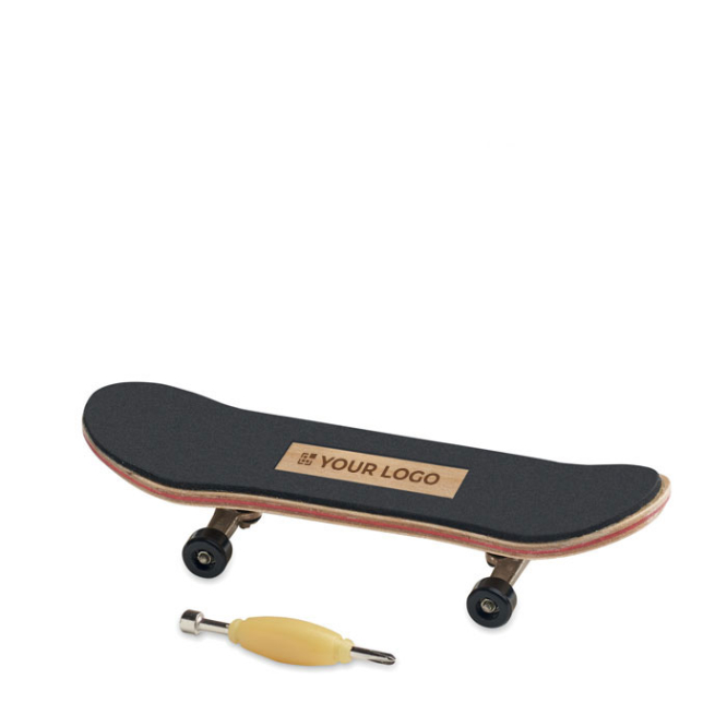 Mini wooden skateboard-shaped finger toy