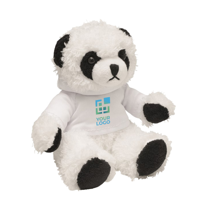 Stuffed toy panda bear with hooded shirt for your promotions