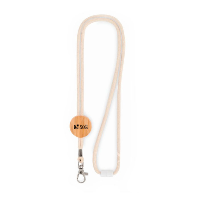 Cotton lanyard with bamboo pendant and safety lock