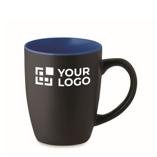 Matte black ceramic mug with coloured inside, 290 ml