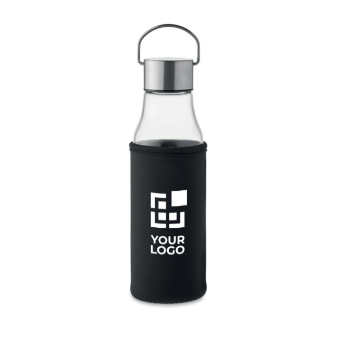 Glass bottle with leak-proof lid and handle, 500 ml