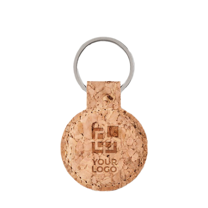 Affordable round cork keyring