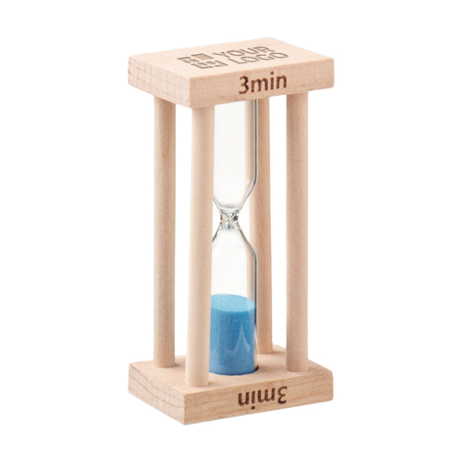 Hourglass in a wooden holder - counts 3 minutes