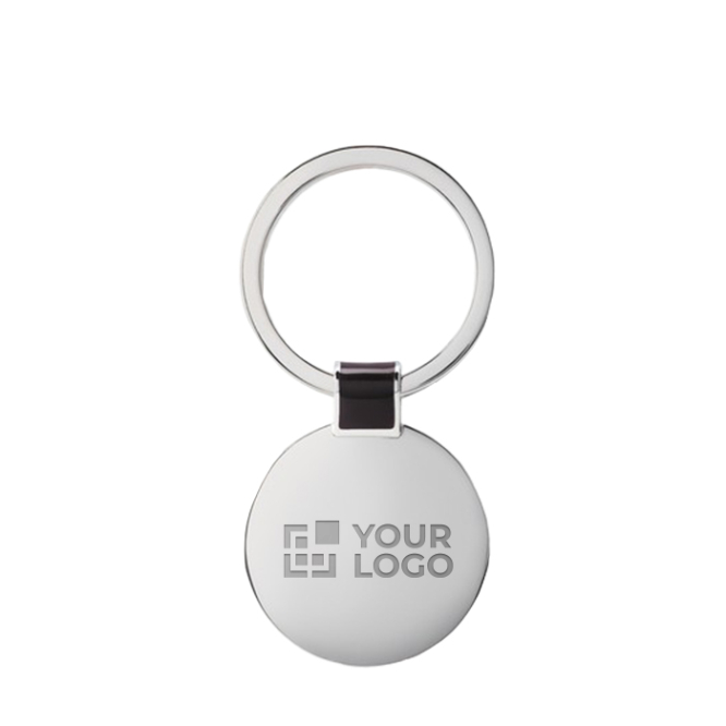 Round shiny nickel keyring