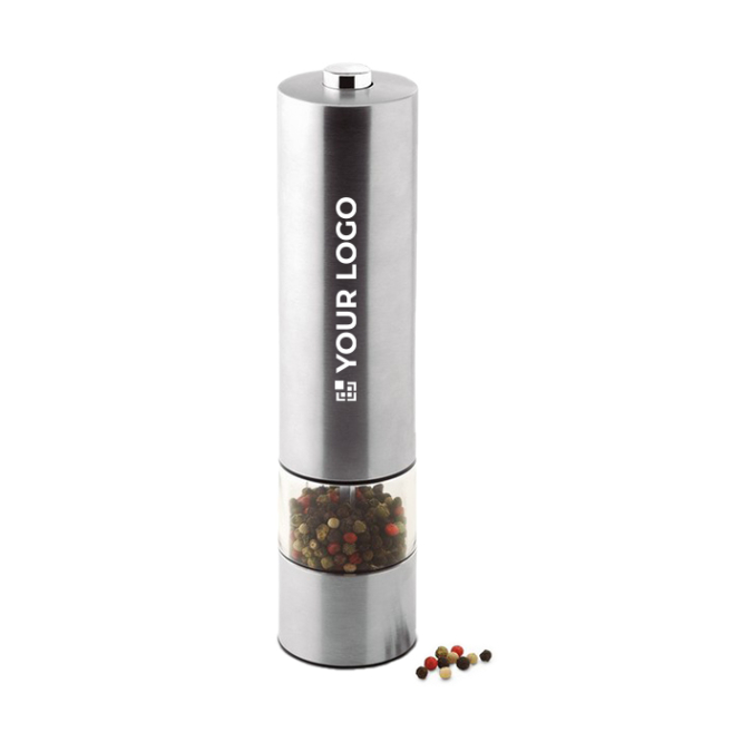 Electric salt or pepper mill, stainless steel, laser engraving