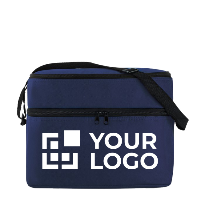 Cooler bag, polyester, with 2 zip compartments, shoulder strap