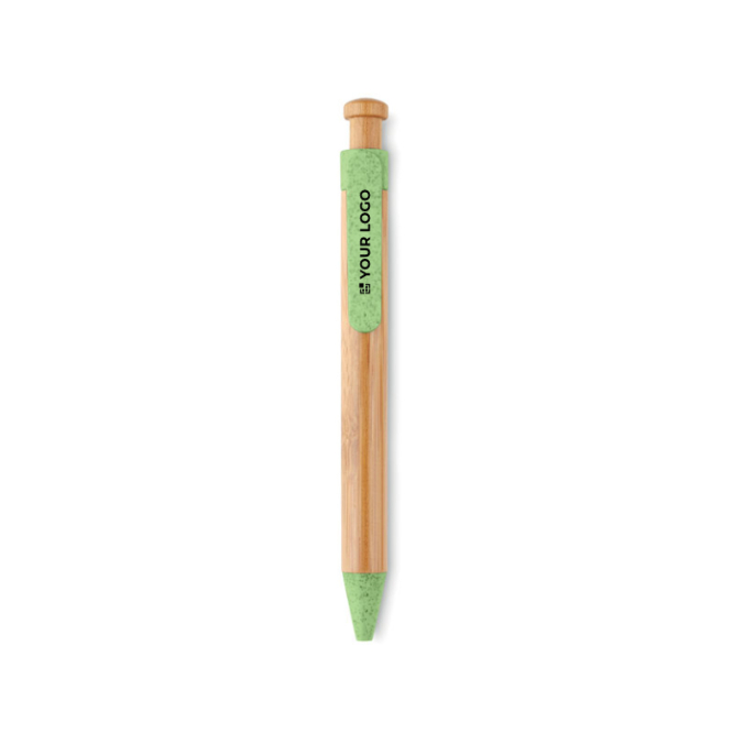 Eco-friendly ballpoint pen, bamboo & wheat straw mix, blue ink