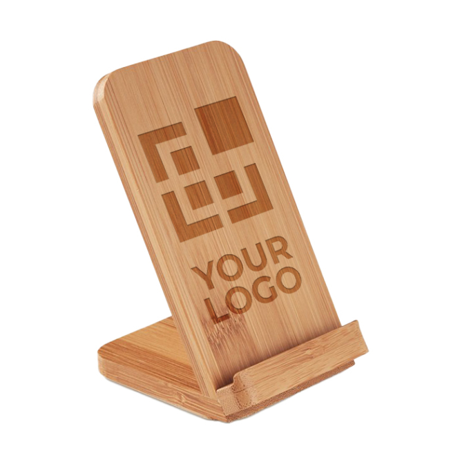 Wireless smartphone charger and bamboo stand