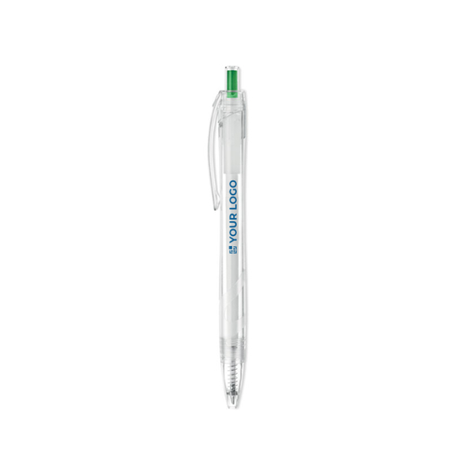 Pen with coloured clip made from recycled plastic, blue ink