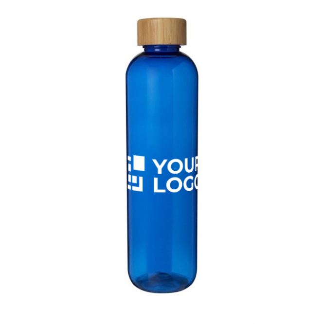 Transparent recycled plastic bottle with bamboo lid, 1 L