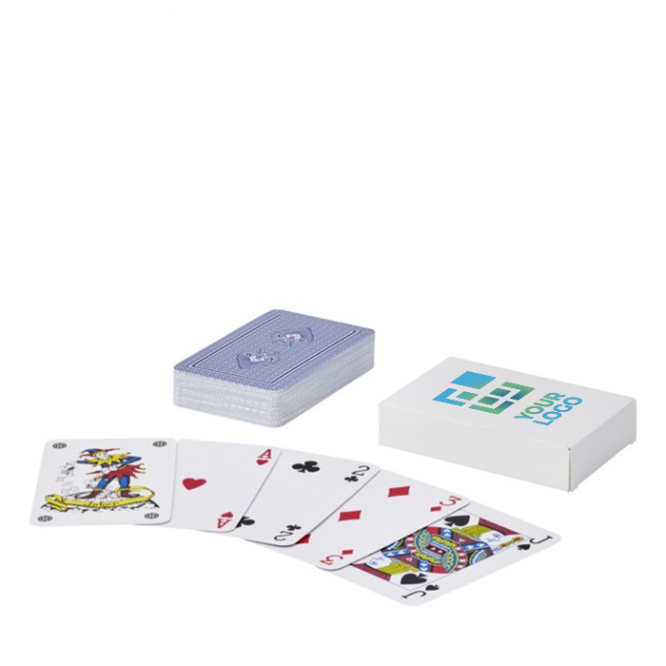 Classic deck of cards with 54 playing cards and 2 jokers in paper box