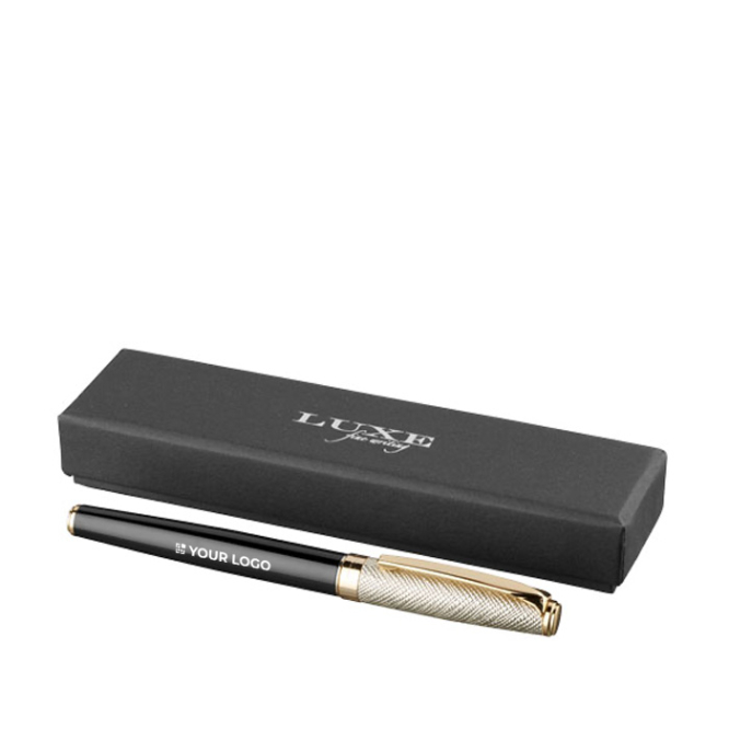 Luxurious roller pen with gold cap black ink