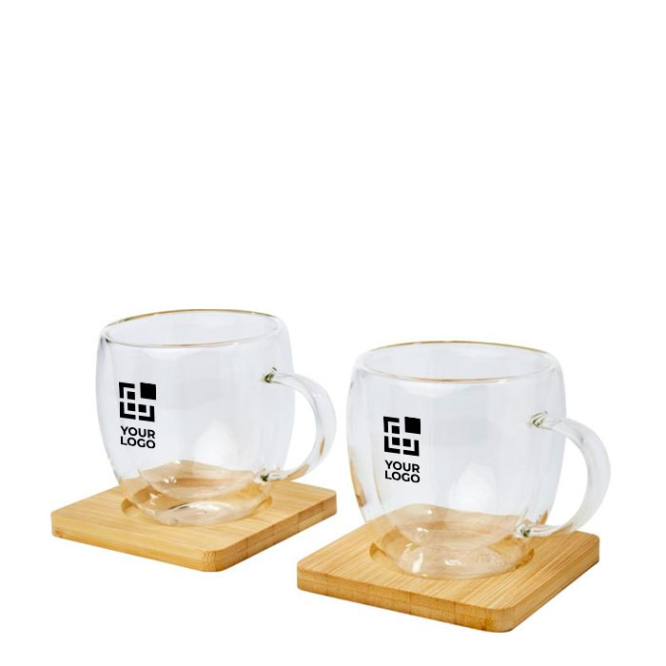 Set of two double-walled glass cups, 250 ml