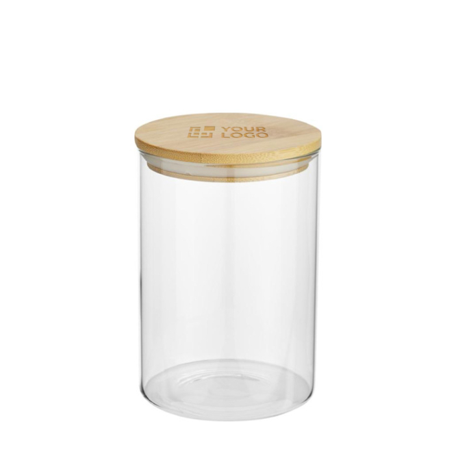 Medium glass food jar with bamboo lid, 550 ml