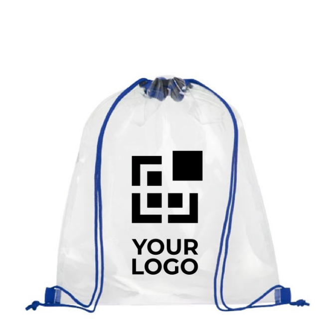 Transparent drawstring bag with coloured cords