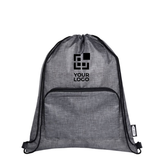 RPET drawstring bag with foldable design and front pocket