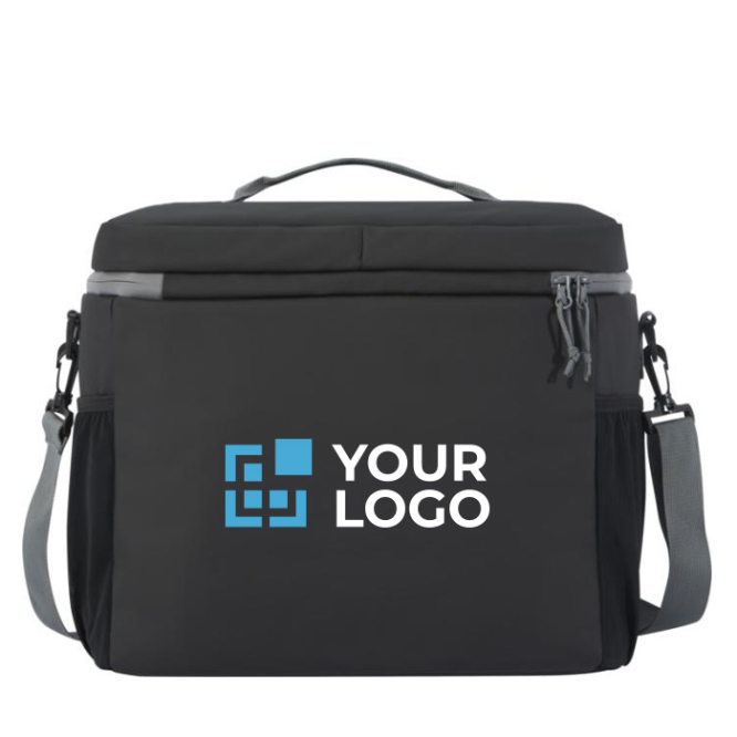 Waterproof insulated recycled bag with mesh pockets