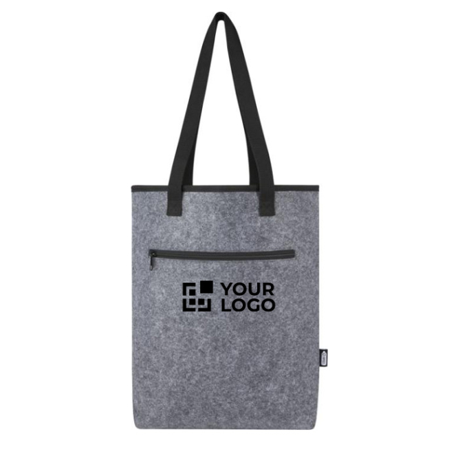 Recycled felt thermal shopping bag with velcro closure