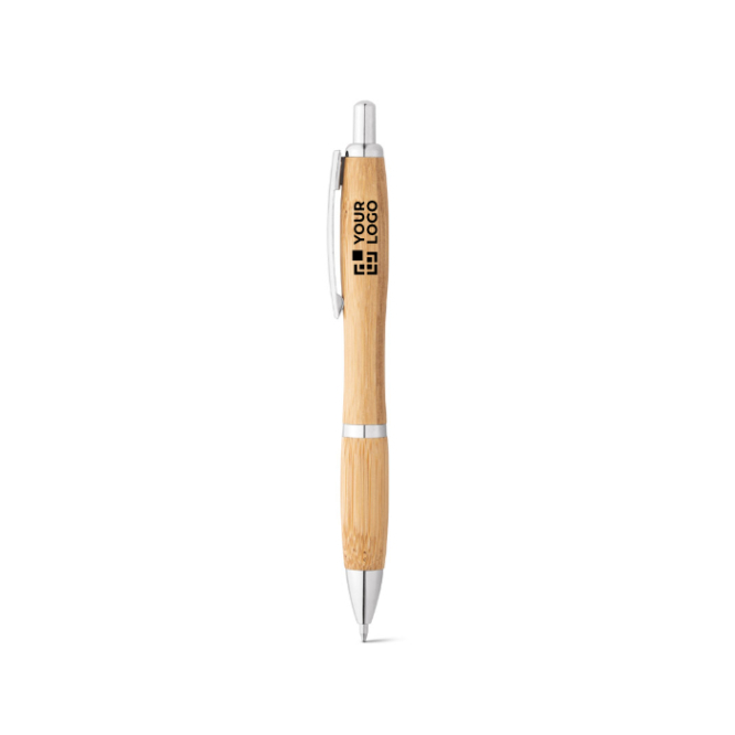 Bamboo ballpoint pen, metal details, natural tone