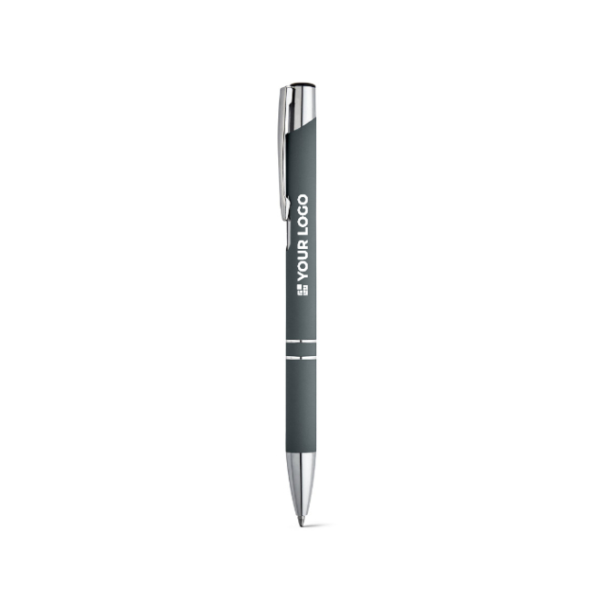 Aluminium ballpoint pen with rubber barrel black ink