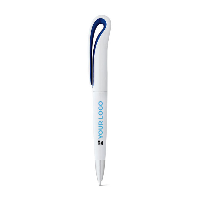 Promotional pen in ABS blue ink with white