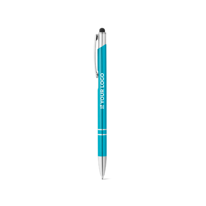 Aluminium touch pen ballpoint pen with blue ink