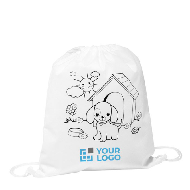 White non-woven bag with colouring pens for kids