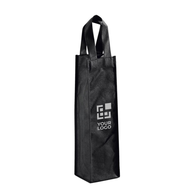 Black non-woven wine bottle bag, 80 g/m2