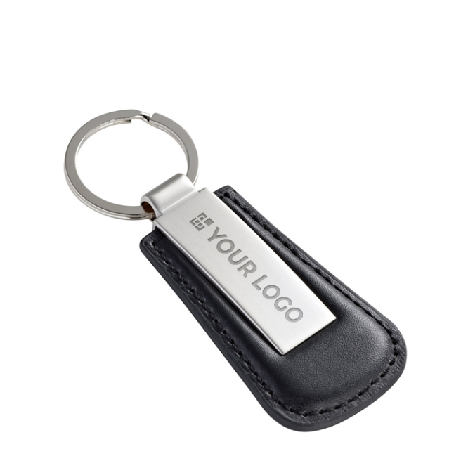 Rectangular keyring made of metal and faux leather, Charm