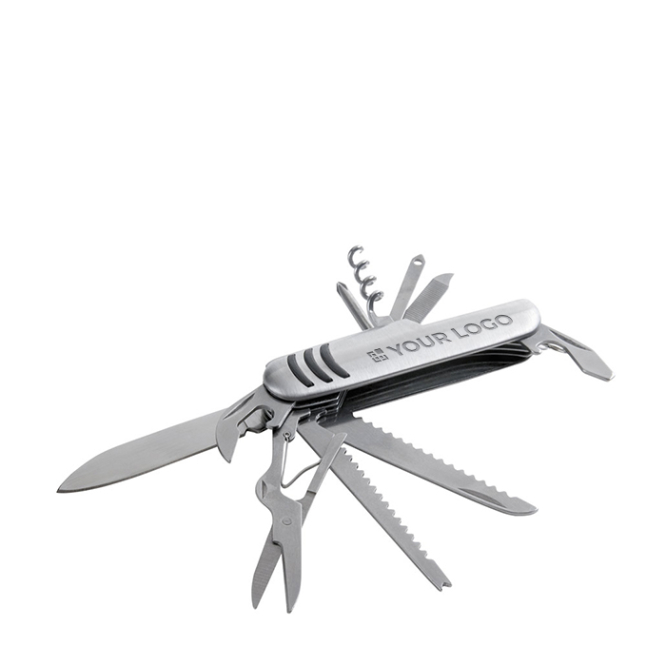 Steel pocket knife with 11 functions and non-slip surface