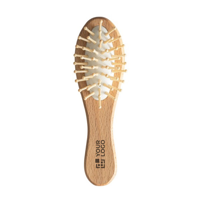 Branded wooden pin brush with logo