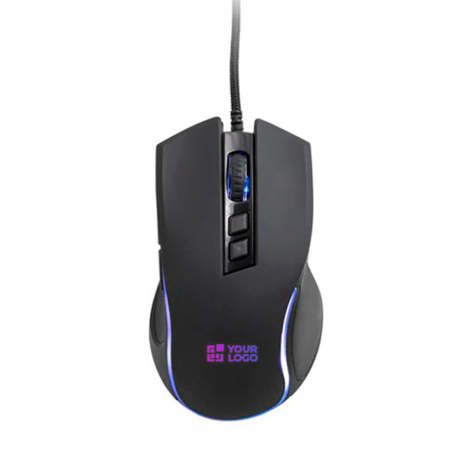 Gaming mouse with printed logo