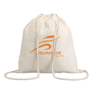 Cotton drawstring bag as a customised corporate gift