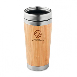 Bamboo and steel mug as a business gift, 400ml