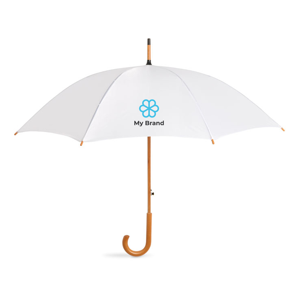 Automatic umbrella with pole, tips and crown of wood, Ø 104