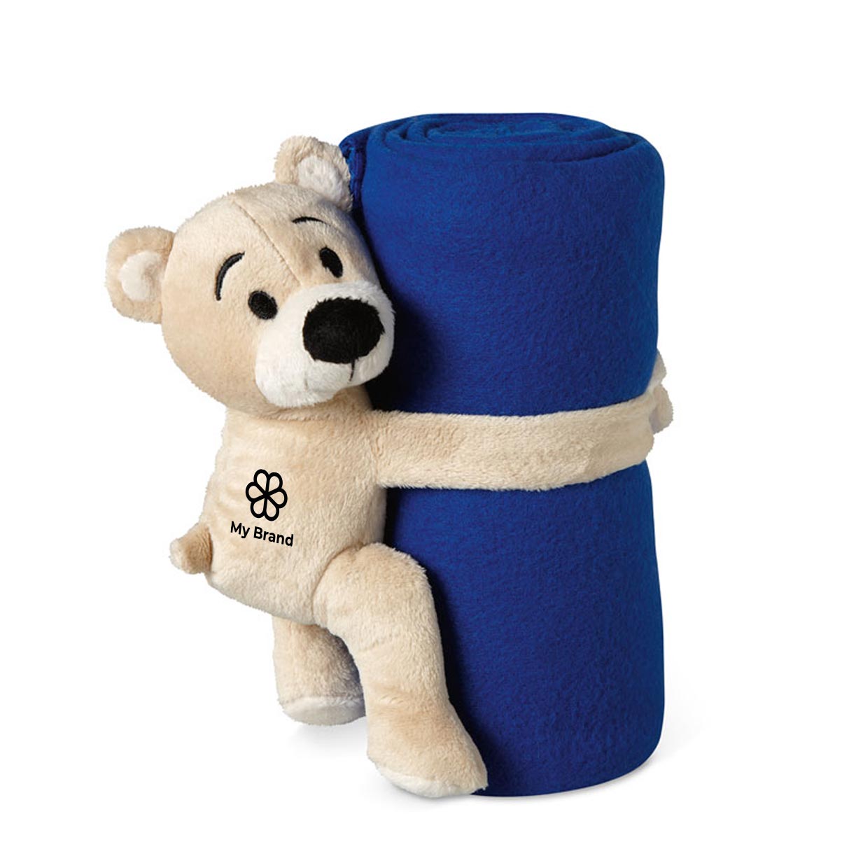 Fleece blanket with a teddy bear for children