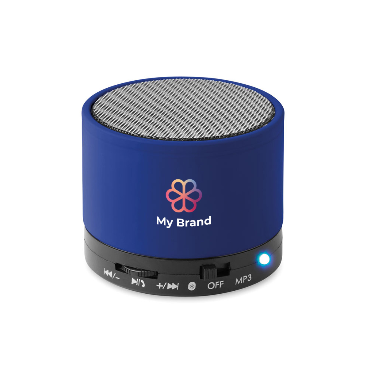 Round Bluetooth speaker with coloured LEDs