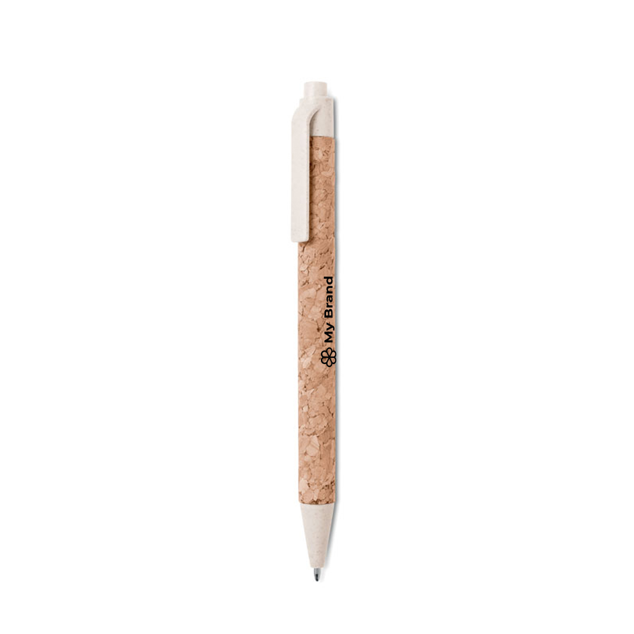 Sustainable cork ballpoint pen with blue ink