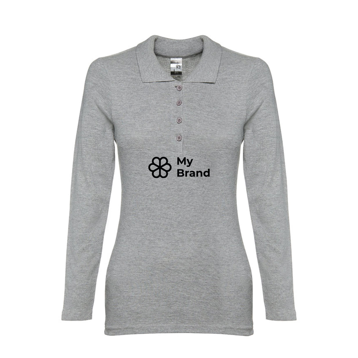 Long-sleeved cotton polo shirt for women, 210 g/m2
