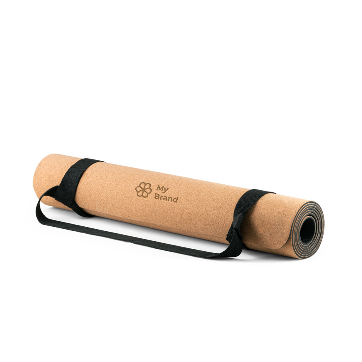 Cork yoga mat with carry handle