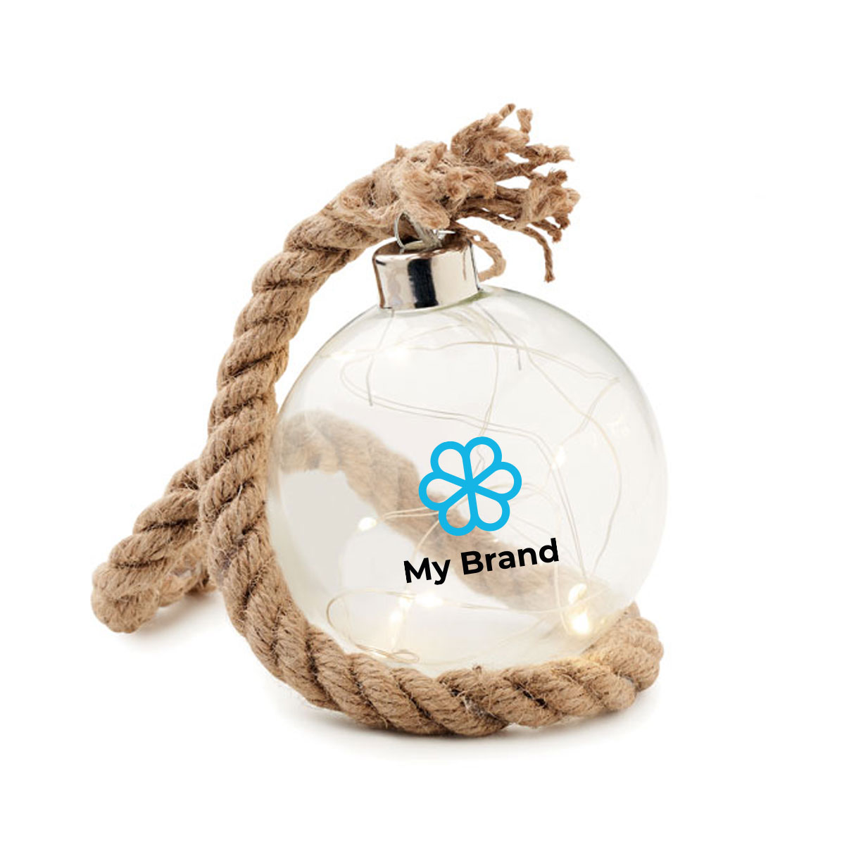 Decorative, christmas LED light ball with rope for hanging